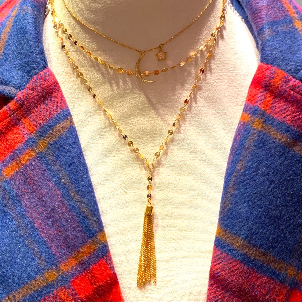 Celestial w Boho Tassel Two 4 One Necklaces Pack 4